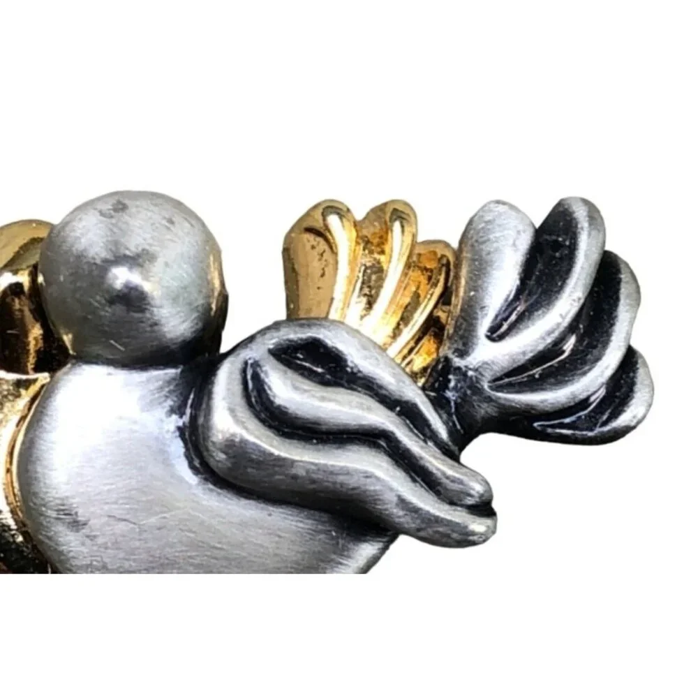 Minimalist Bird Brooch Gold Tone and Silver Tone Designer Signed BB? - Picture 2 of 5